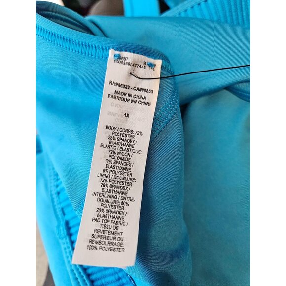 2/$35- Nike Womens Racerback Padded Sports Bra Dri Fit Swoosh Athletic Blue 1X - Picture 6 of 8